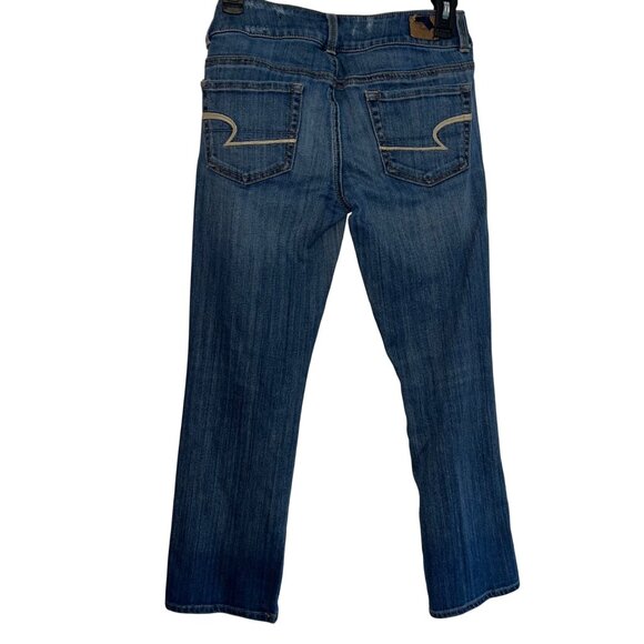 American Eagle Womens Stretch Distressed Jeans Size 4 Blue Denim - Picture 4 of 7